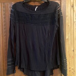 Free People lace/mesh and cotton L/S shirt. Size medium